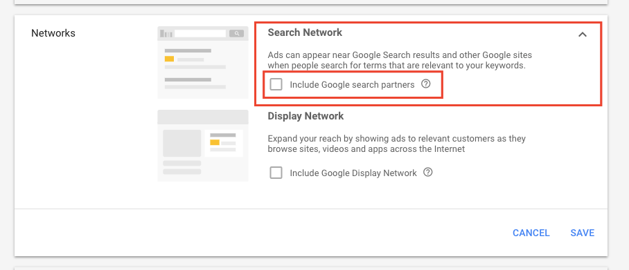 google search network and search partners